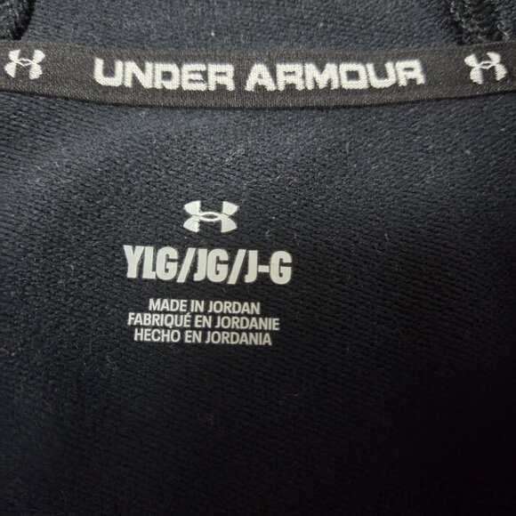 Under Armour Hoodie Youth Large Black 1/4 Zip Pullover Logo Kangaroo Pocket - Picture 8 of 10